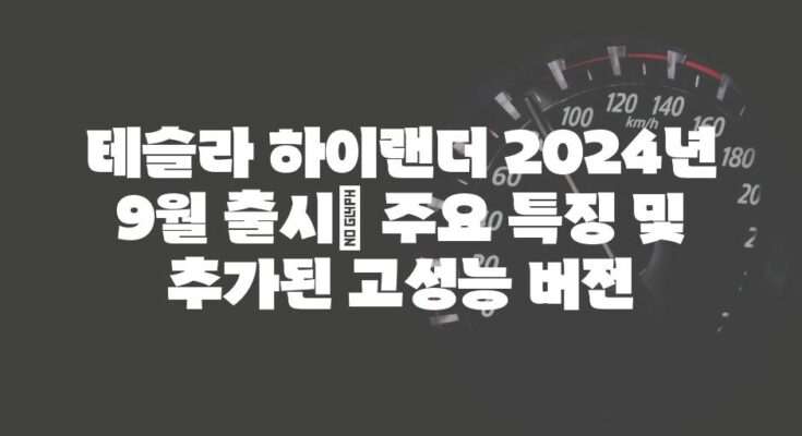 테슬라 하이랜더 2024년 9월 출시| 주요 특징 및 추가된 고성능 버전