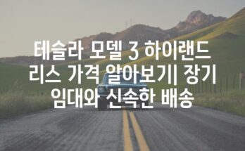 테슬라 모델 3 하이랜드 리스 가격 알아보기| 장기 임대와 신속한 배송