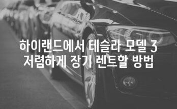 하이랜드에서 테슬라 모델 3 저렴하게 장기 렌트할 방법