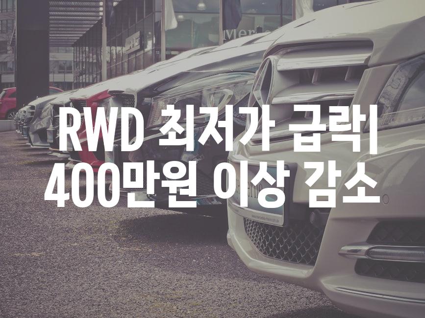  RWD 최저가 급락| 400만원 이상 감소