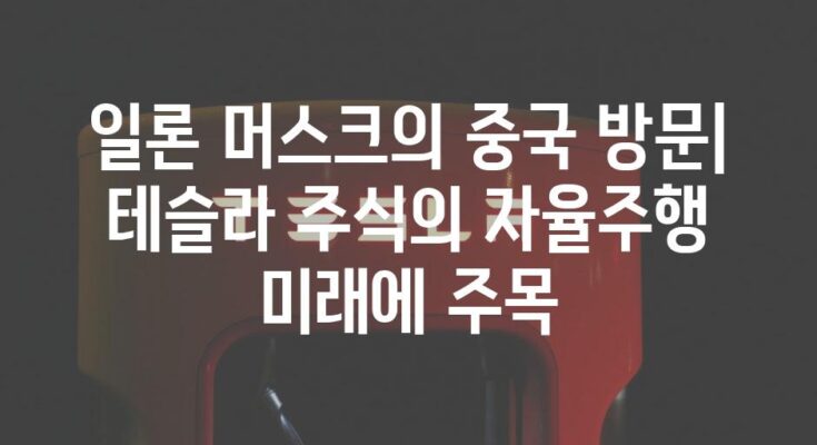 일론 머스크의 중국 방문| 테슬라 주식의 자율주행 미래에 주목