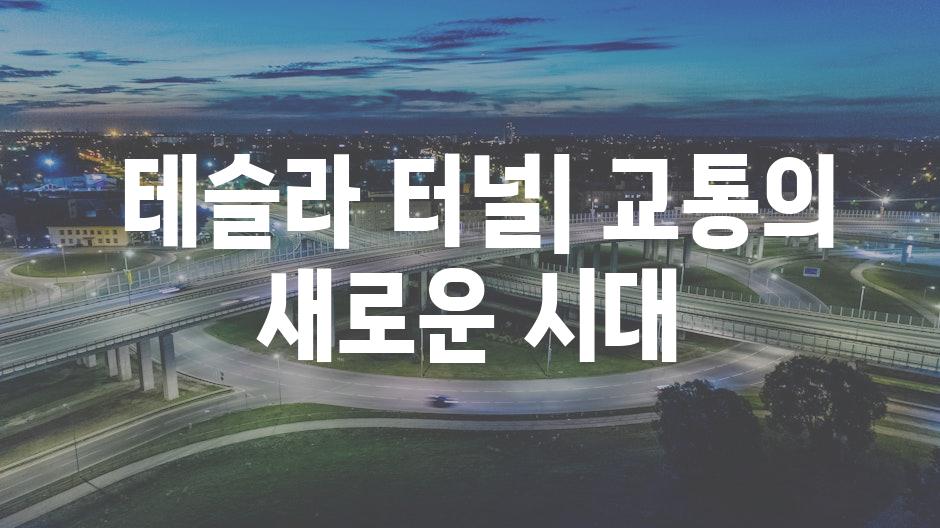  테슬라 터널| 교통의 새로운 시대