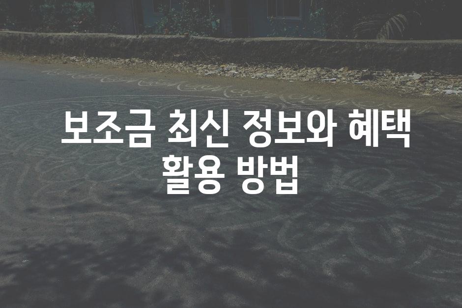  보조금 최신 정보와 혜택 활용 방법