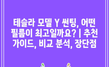 테슬라 모델 Y 썬팅, 어떤 필름이 최고일까요? | 추천 가이드, 비교 분석, 장단점