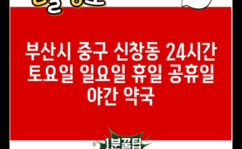 부산시 중구 신창동 24시간 토요일 일요일 휴일 공휴일 야간 약국