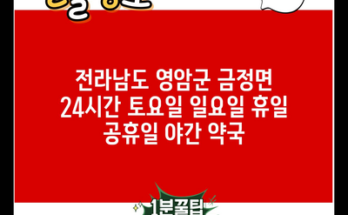 전라남도 영암군 금정면 24시간 토요일 일요일 휴일 공휴일 야간 약국