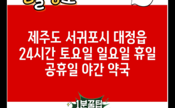 제주도 서귀포시 대정읍 24시간 토요일 일요일 휴일 공휴일 야간 약국