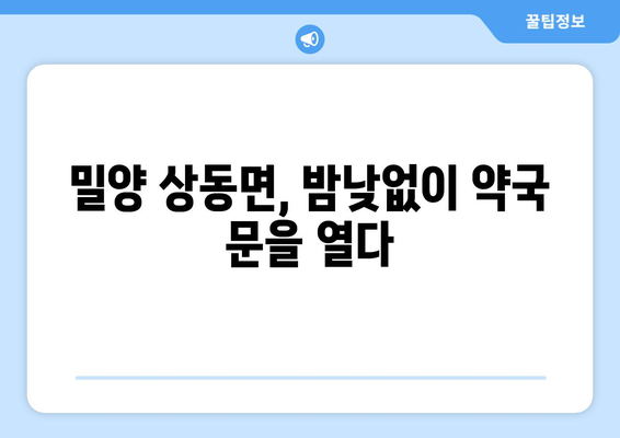 경상남도 밀양시 상동면 24시간 토요일 일요일 휴일 공휴일 야간 약국