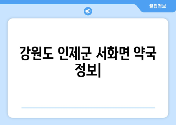 강원도 인제군 서화면 24시간 토요일 일요일 휴일 공휴일 야간 약국