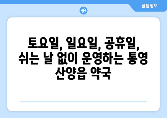 경상남도 통영시 산양읍 24시간 토요일 일요일 휴일 공휴일 야간 약국