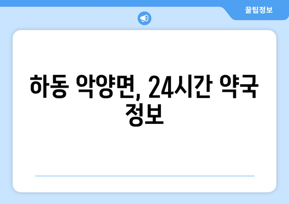 경상남도 하동군 악양면 24시간 토요일 일요일 휴일 공휴일 야간 약국