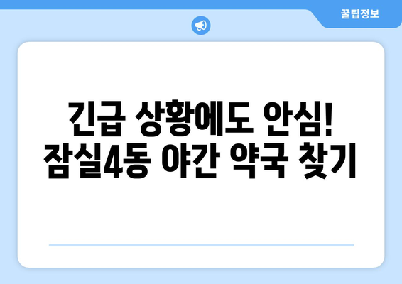 서울시 송파구 잠실4동 24시간 토요일 일요일 휴일 공휴일 야간 약국