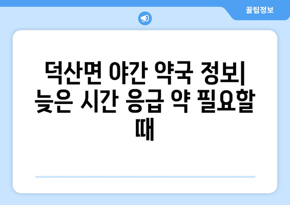 충청남도 예산군 덕산면 24시간 토요일 일요일 휴일 공휴일 야간 약국