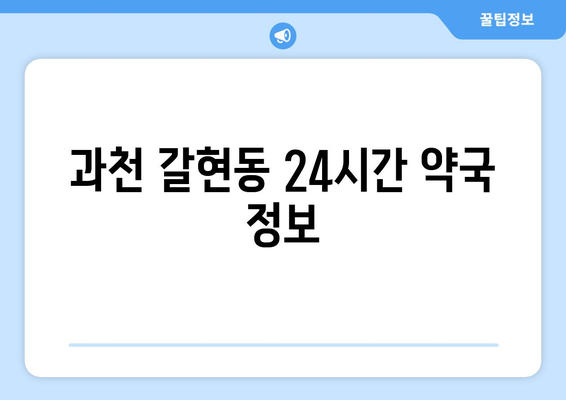 경기도 과천시 갈현동 24시간 토요일 일요일 휴일 공휴일 야간 약국