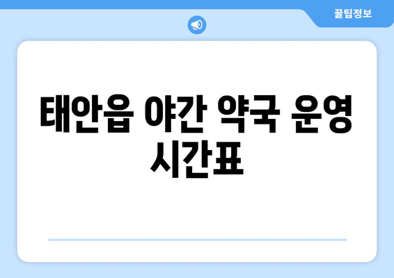 충청남도 태안군 태안읍 24시간 토요일 일요일 휴일 공휴일 야간 약국