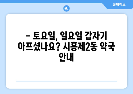 서울시 금천구 시흥제2동 24시간 토요일 일요일 휴일 공휴일 야간 약국