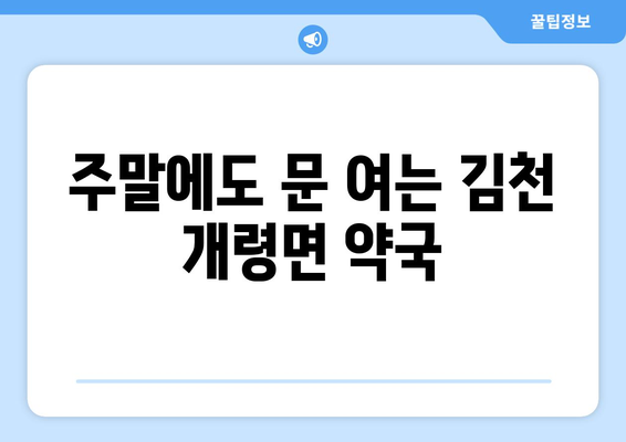 경상북도 김천시 개령면 24시간 토요일 일요일 휴일 공휴일 야간 약국