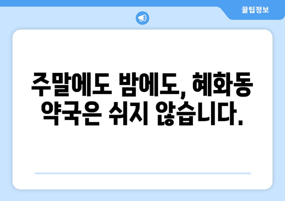 서울시 종로구 혜화동 24시간 토요일 일요일 휴일 공휴일 야간 약국