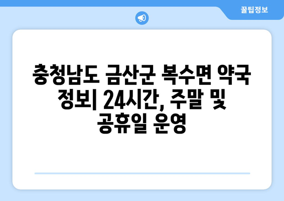 충청남도 금산군 복수면 24시간 토요일 일요일 휴일 공휴일 야간 약국