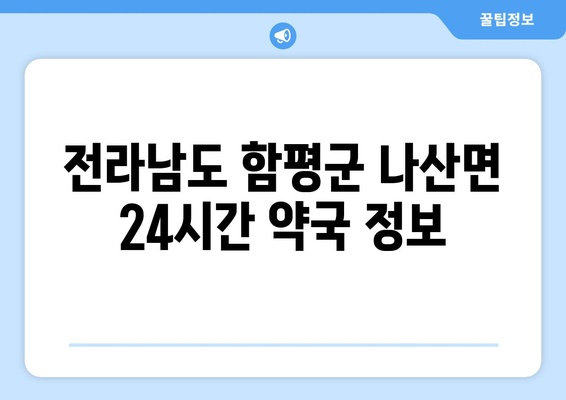 전라남도 함평군 나산면 24시간 토요일 일요일 휴일 공휴일 야간 약국