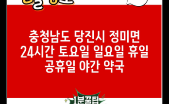 충청남도 당진시 정미면 24시간 토요일 일요일 휴일 공휴일 야간 약국