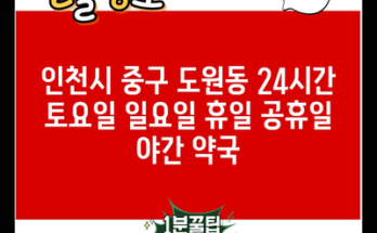 인천시 중구 도원동 24시간 토요일 일요일 휴일 공휴일 야간 약국