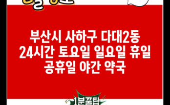 부산시 사하구 다대2동 24시간 토요일 일요일 휴일 공휴일 야간 약국