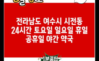 전라남도 여수시 시전동 24시간 토요일 일요일 휴일 공휴일 야간 약국