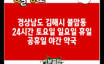 경상남도 김해시 불암동 24시간 토요일 일요일 휴일 공휴일 야간 약국