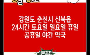 강원도 춘천시 신북읍 24시간 토요일 일요일 휴일 공휴일 야간 약국