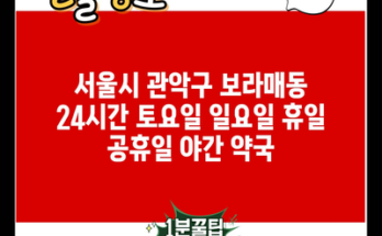 서울시 관악구 보라매동 24시간 토요일 일요일 휴일 공휴일 야간 약국