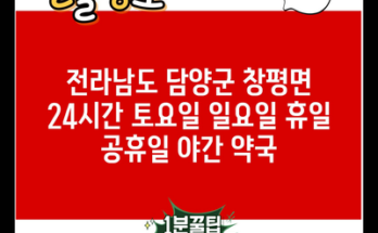 전라남도 담양군 창평면 24시간 토요일 일요일 휴일 공휴일 야간 약국