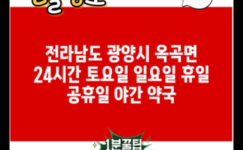 전라남도 광양시 옥곡면 24시간 토요일 일요일 휴일 공휴일 야간 약국