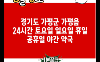 경기도 가평군 가평읍 24시간 토요일 일요일 휴일 공휴일 야간 약국