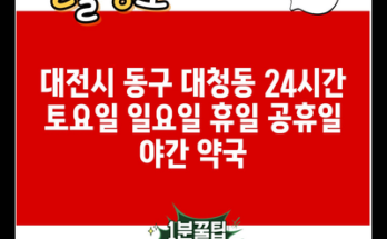 대전시 동구 대청동 24시간 토요일 일요일 휴일 공휴일 야간 약국