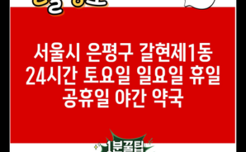 서울시 은평구 갈현제1동 24시간 토요일 일요일 휴일 공휴일 야간 약국