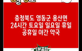 충청북도 영동군 용산면 24시간 토요일 일요일 휴일 공휴일 야간 약국