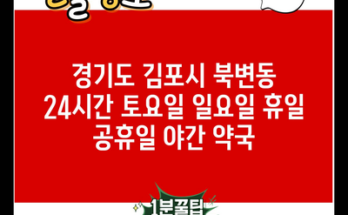 경기도 김포시 북변동 24시간 토요일 일요일 휴일 공휴일 야간 약국