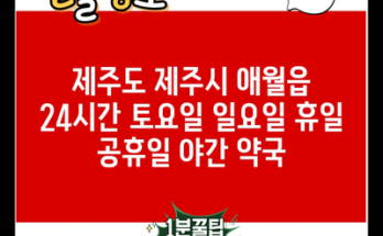 제주도 제주시 애월읍 24시간 토요일 일요일 휴일 공휴일 야간 약국