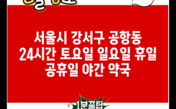 서울시 강서구 공항동 24시간 토요일 일요일 휴일 공휴일 야간 약국