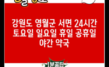 강원도 영월군 서면 24시간 토요일 일요일 휴일 공휴일 야간 약국