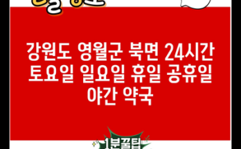 강원도 영월군 북면 24시간 토요일 일요일 휴일 공휴일 야간 약국