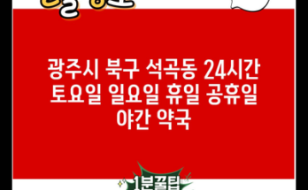 광주시 북구 석곡동 24시간 토요일 일요일 휴일 공휴일 야간 약국