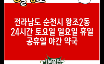 전라남도 순천시 왕조2동 24시간 토요일 일요일 휴일 공휴일 야간 약국