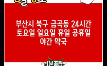 부산시 북구 금곡동 24시간 토요일 일요일 휴일 공휴일 야간 약국