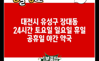 대전시 유성구 장대동 24시간 토요일 일요일 휴일 공휴일 야간 약국