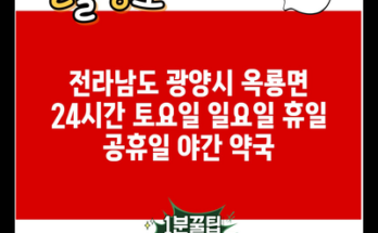 전라남도 광양시 옥룡면 24시간 토요일 일요일 휴일 공휴일 야간 약국