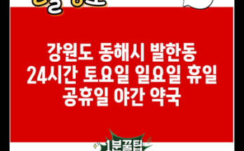 강원도 동해시 발한동 24시간 토요일 일요일 휴일 공휴일 야간 약국