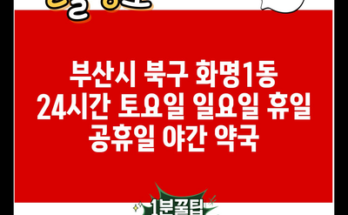 부산시 북구 화명1동 24시간 토요일 일요일 휴일 공휴일 야간 약국