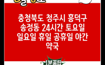 충청북도 청주시 흥덕구 송정동 24시간 토요일 일요일 휴일 공휴일 야간 약국